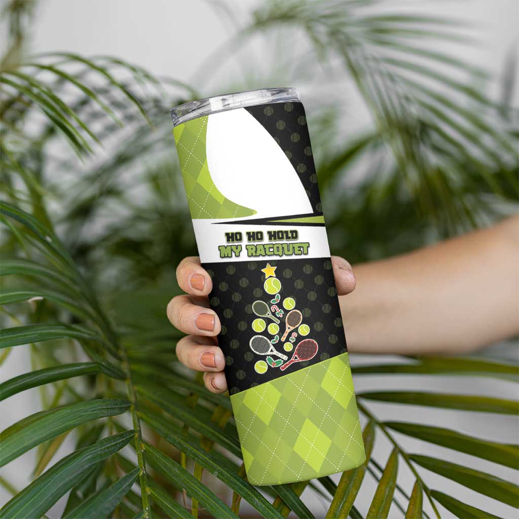 Personalized Tennis Christmas Skinny Tumbler Ho Ho Hold My Racquet - Wonder Print Shop