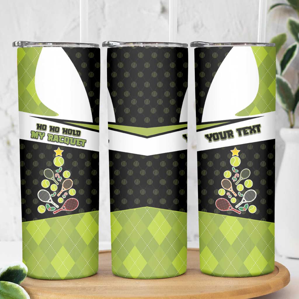 Personalized Tennis Christmas Skinny Tumbler Ho Ho Hold My Racquet - Wonder Print Shop