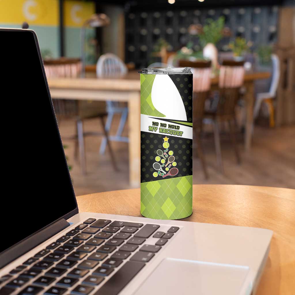 Personalized Tennis Christmas Skinny Tumbler Ho Ho Hold My Racquet - Wonder Print Shop