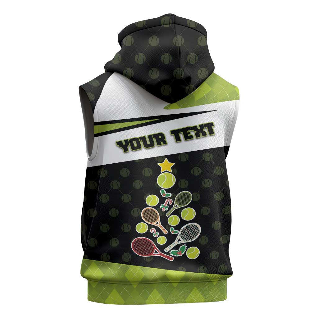 Personalized Tennis Christmas Sleeveless Hoodie Ho Ho Hold My Racquet - Wonder Print Shop