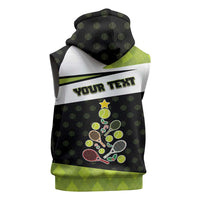 Personalized Tennis Christmas Sleeveless Hoodie Ho Ho Hold My Racquet - Wonder Print Shop