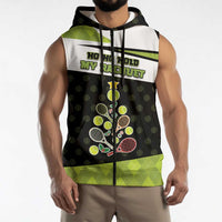 Personalized Tennis Christmas Sleeveless Zip Hoodie Ho Ho Hold My Racquet - Wonder Print Shop