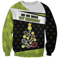 Personalized Tennis Christmas Sweatshirt Ho Ho Hold My Racquet - Wonder Print Shop