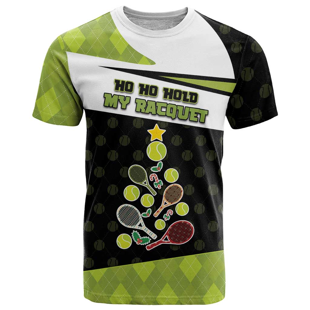 Personalized Tennis Christmas T Shirt Ho Ho Hold My Racquet - Wonder Print Shop