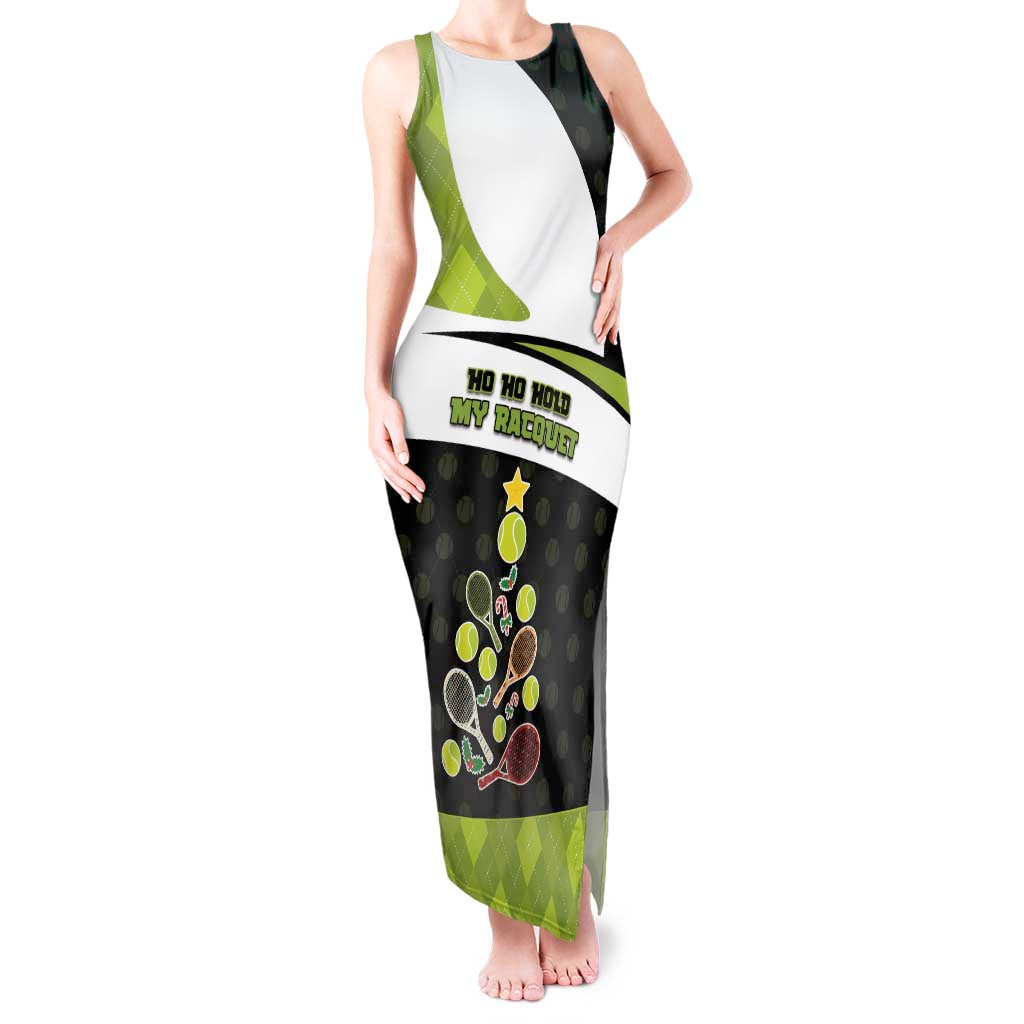 Personalized Tennis Christmas Tank Maxi Dress Ho Ho Hold My Racquet - Wonder Print Shop
