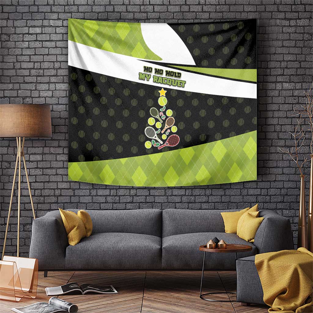 Tennis Christmas Tapestry Ho Ho Hold My Racquet - Wonder Print Shop