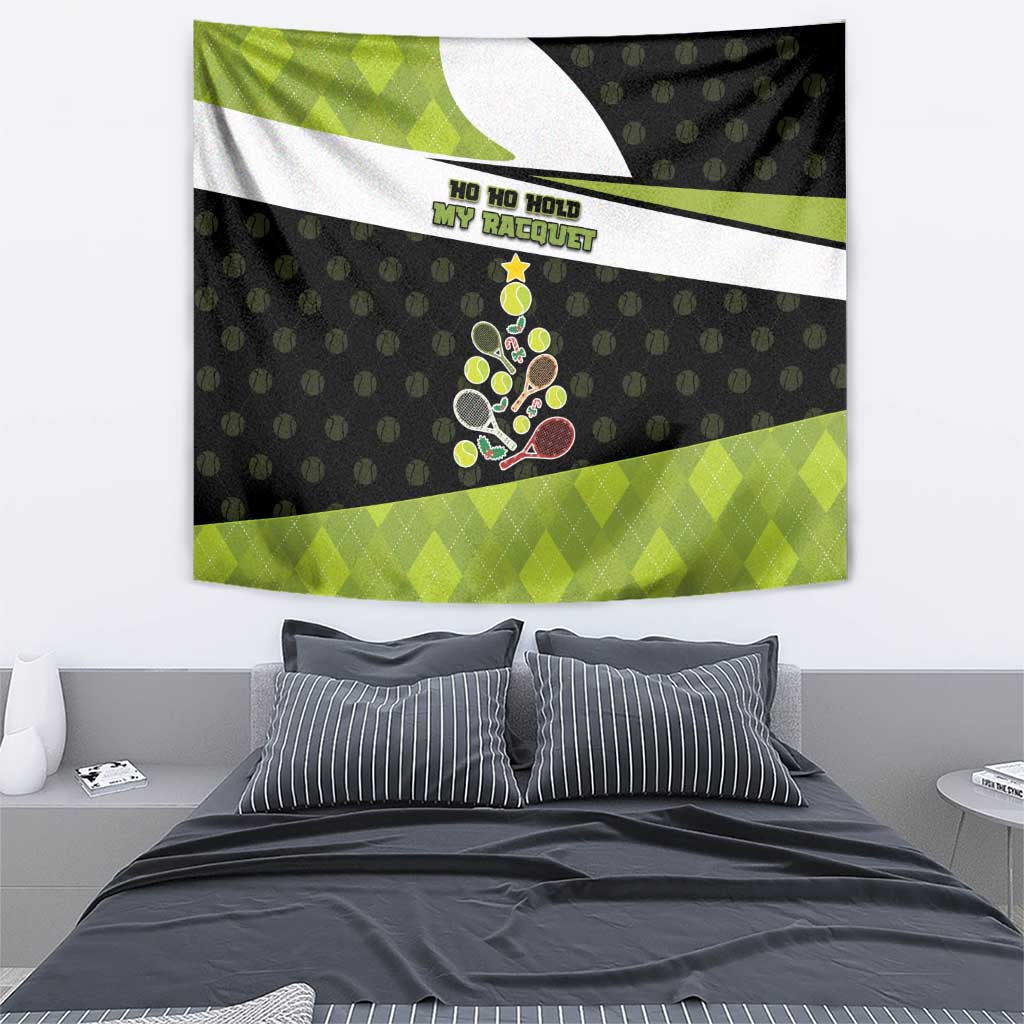 Tennis Christmas Tapestry Ho Ho Hold My Racquet - Wonder Print Shop