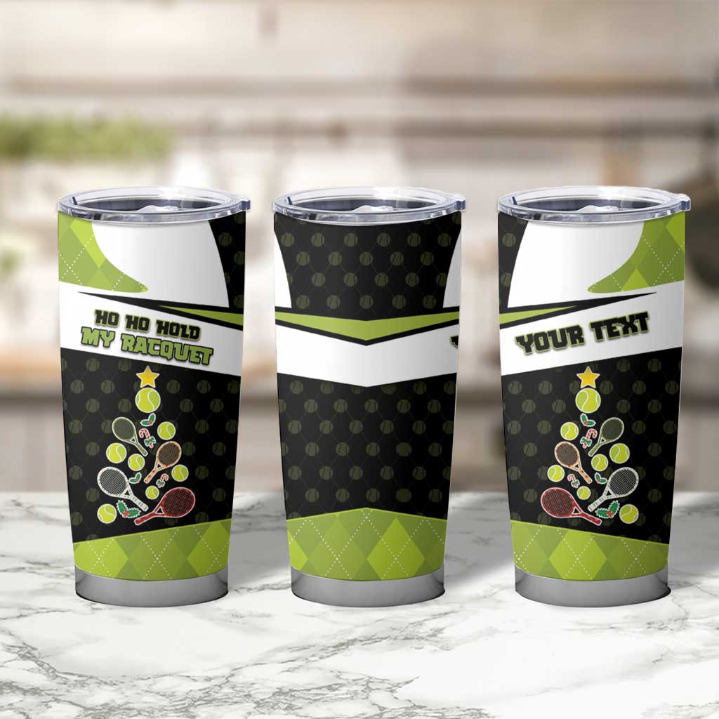 Personalized Tennis Christmas Tumbler Cup Ho Ho Hold My Racquet - Wonder Print Shop
