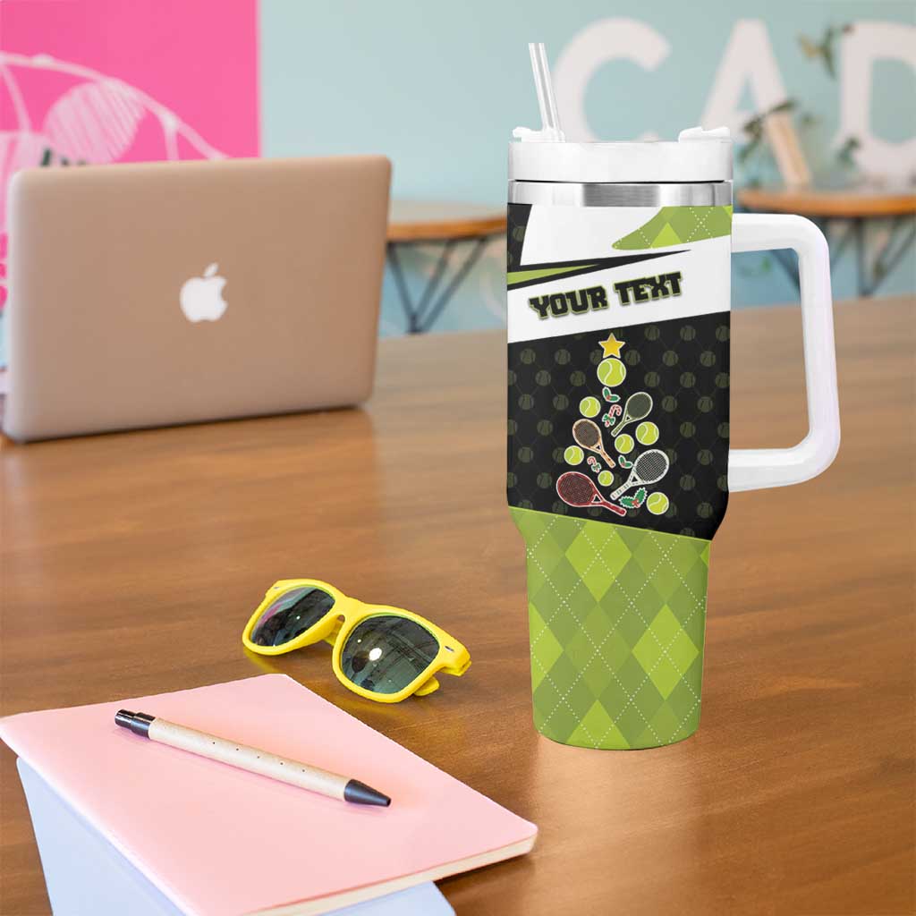 Personalized Tennis Christmas Tumbler With Handle Ho Ho Hold My Racquet - Wonder Print Shop