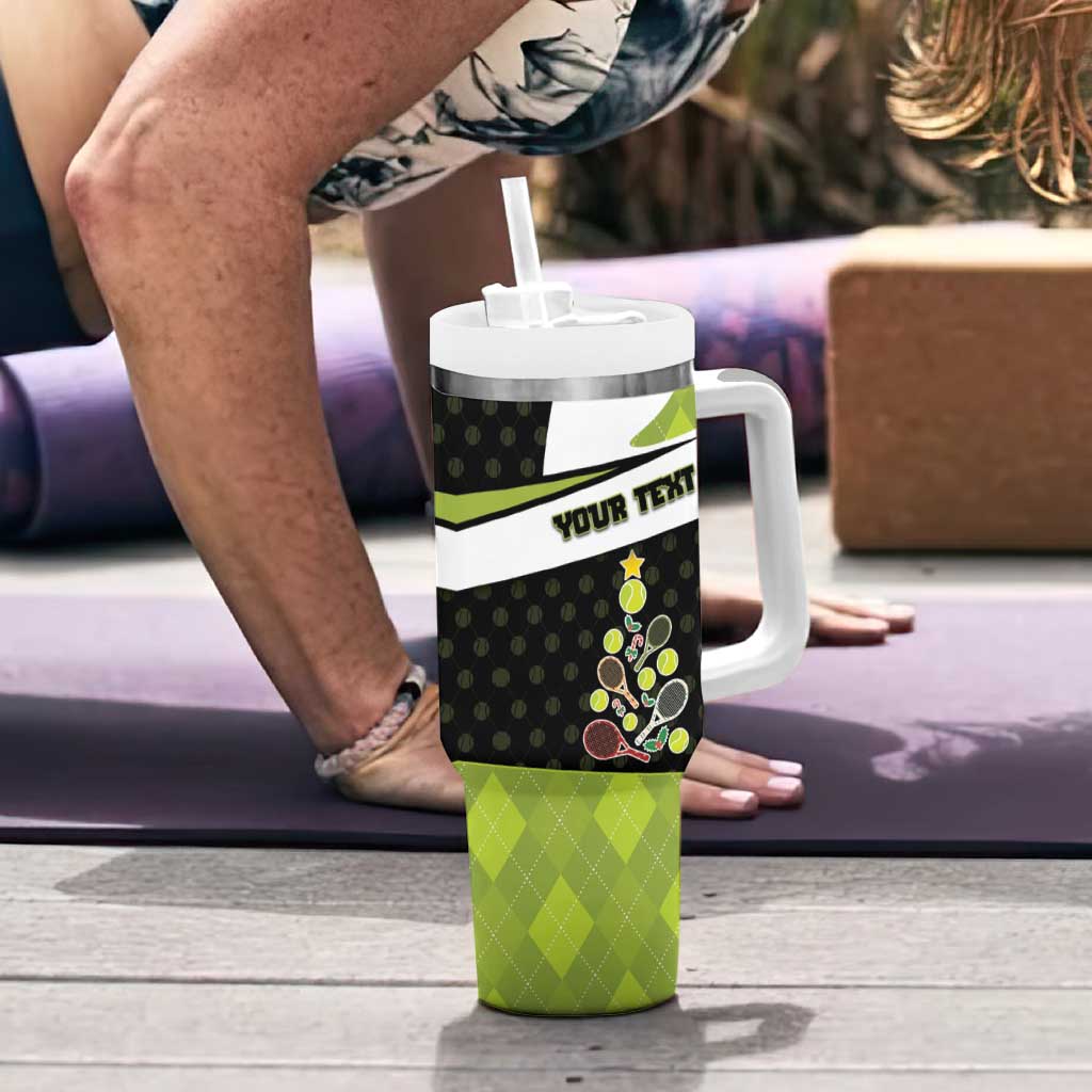 Personalized Tennis Christmas Tumbler With Handle Ho Ho Hold My Racquet - Wonder Print Shop