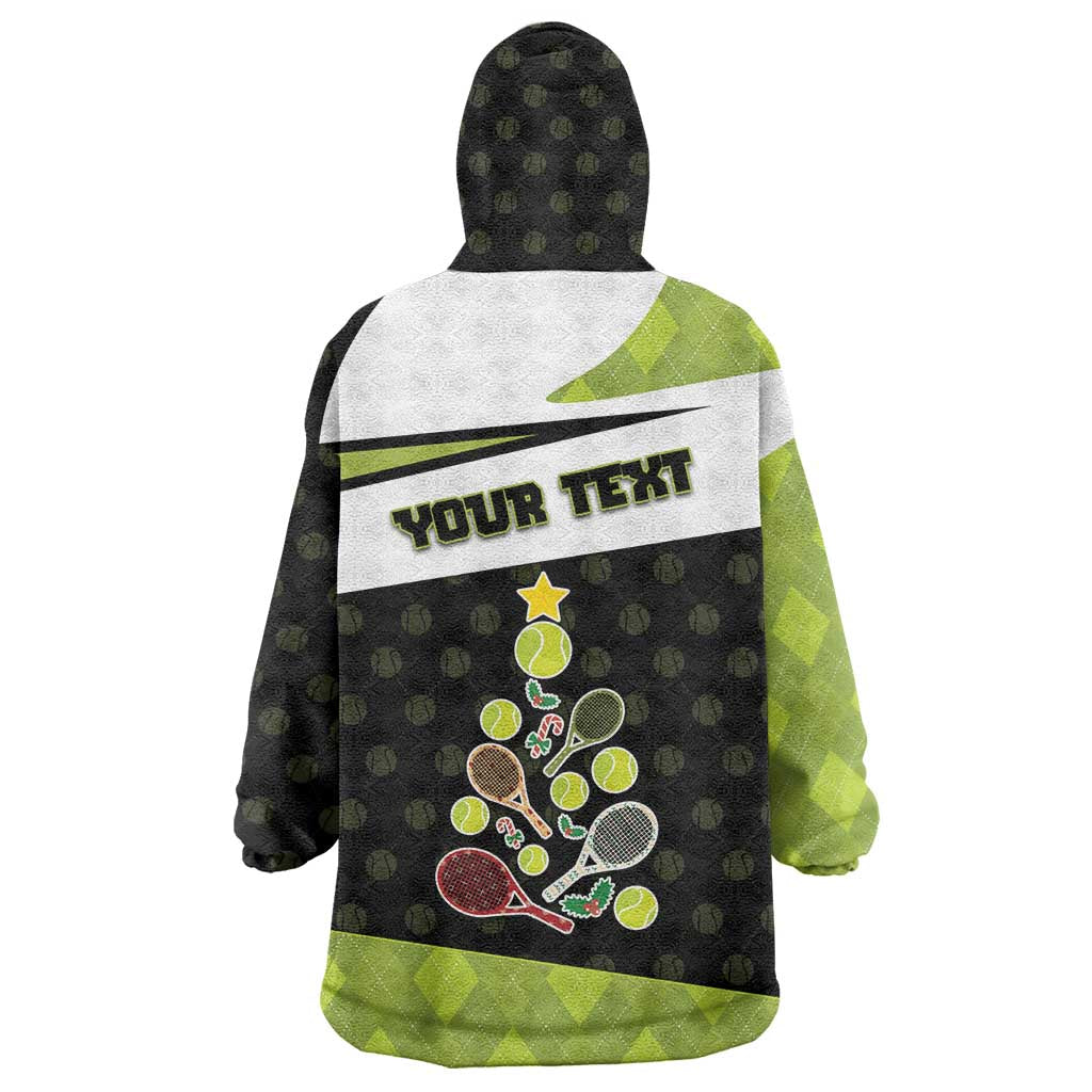 Personalized Tennis Christmas Wearable Blanket Hoodie Ho Ho Hold My Racquet - Wonder Print Shop