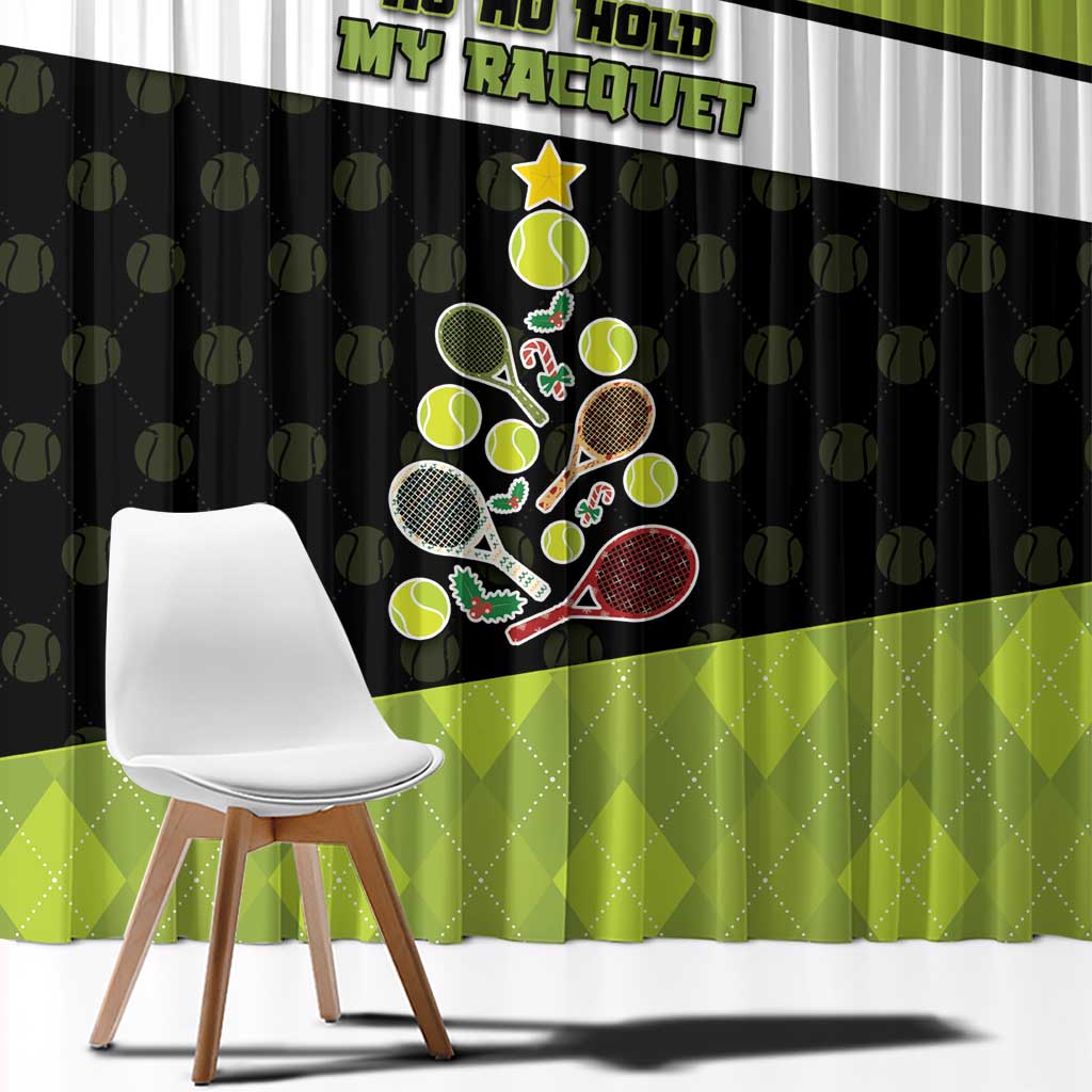 Tennis Christmas Window Curtain Ho Ho Hold My Racquet - Wonder Print Shop