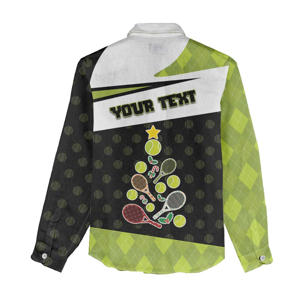 Personalized Tennis Christmas Women Casual Shirt Ho Ho Hold My Racquet - Wonder Print Shop