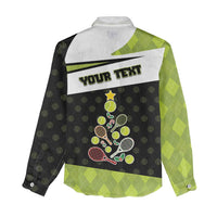 Personalized Tennis Christmas Women Casual Shirt Ho Ho Hold My Racquet - Wonder Print Shop