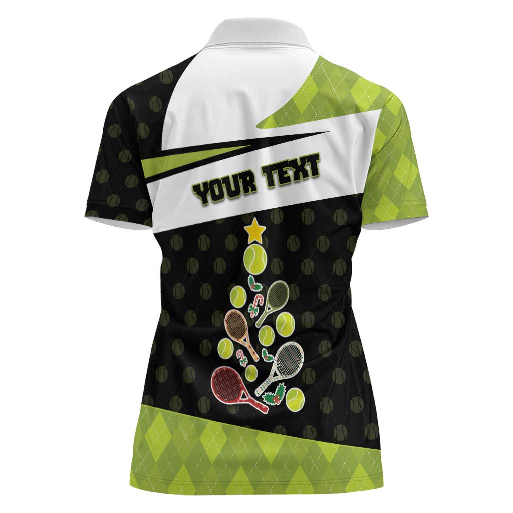 Personalized Tennis Christmas Women Polo Shirt Ho Ho Hold My Racquet - Wonder Print Shop