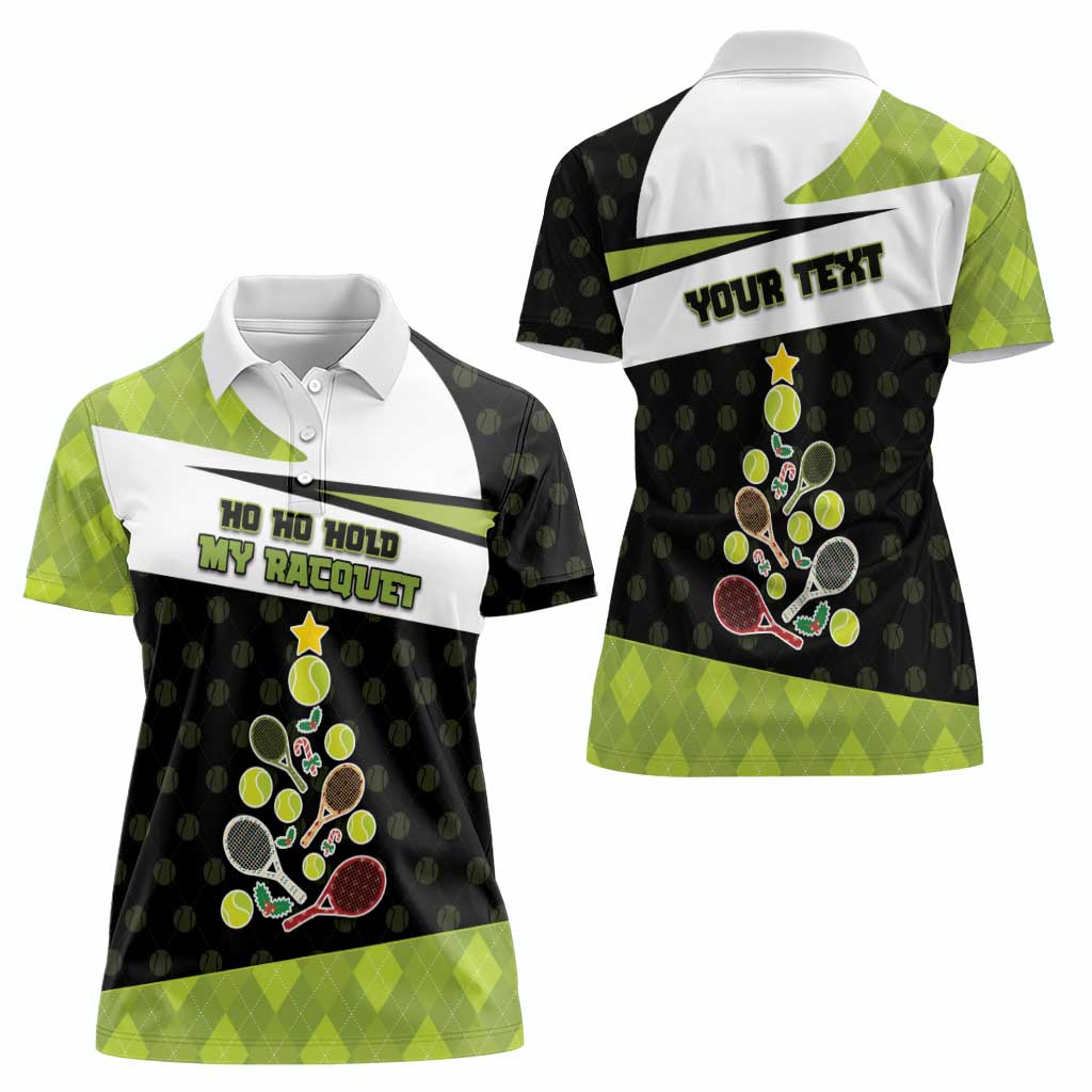 Personalized Tennis Christmas Women Polo Shirt Ho Ho Hold My Racquet - Wonder Print Shop