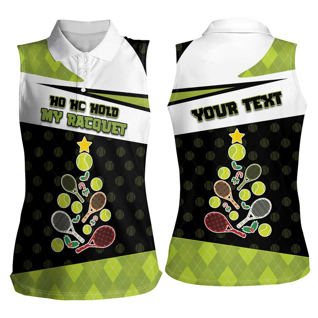 Personalized Tennis Christmas Women Sleeveless Polo Shirt Ho Ho Hold My Racquet - Wonder Print Shop