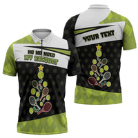 Personalized Tennis Christmas Zipper Polo Shirt Ho Ho Hold My Racquet - Wonder Print Shop