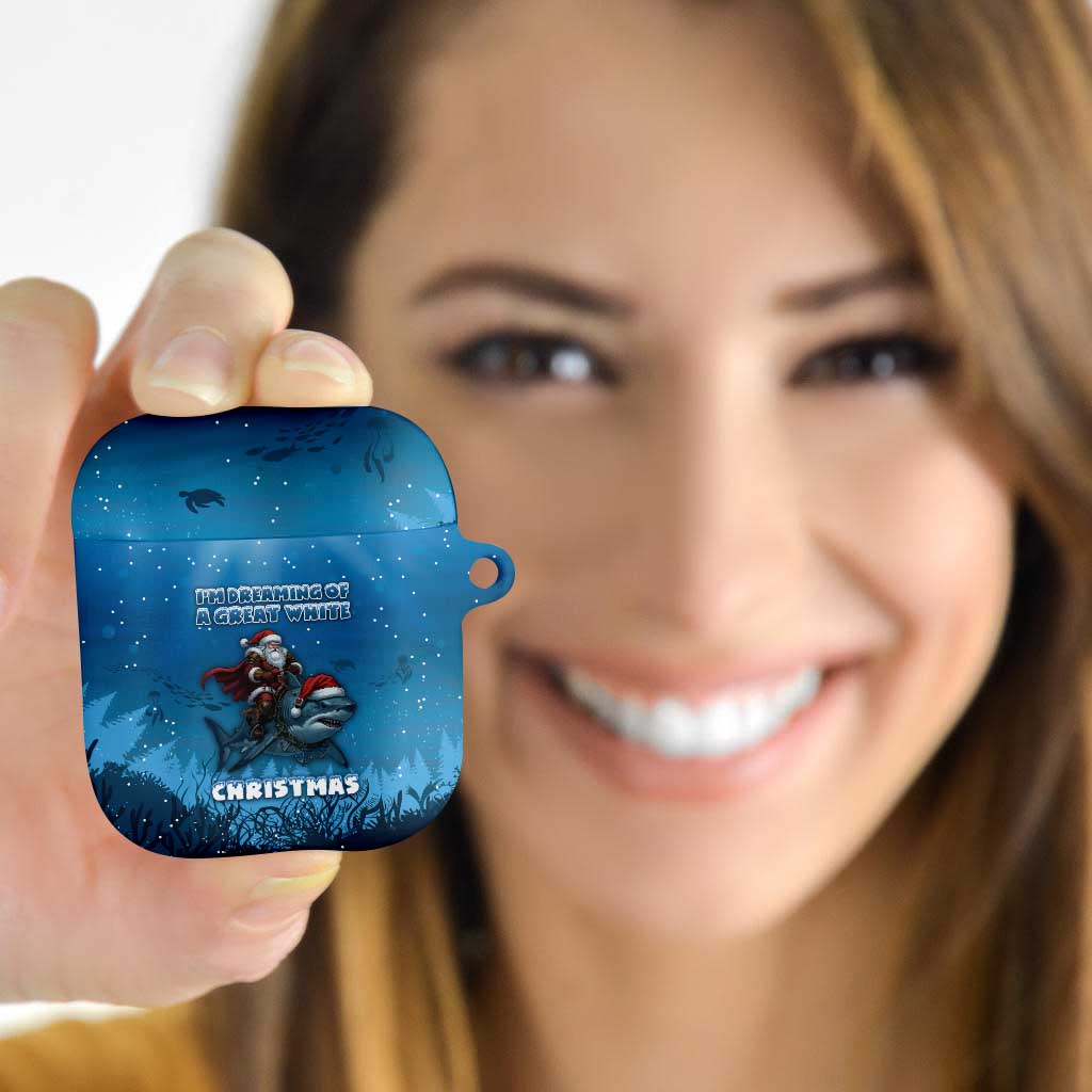 Merry Sharkmas AirPods Case I Am Dreaming Of A Great White Christmas - Wonder Print Shop