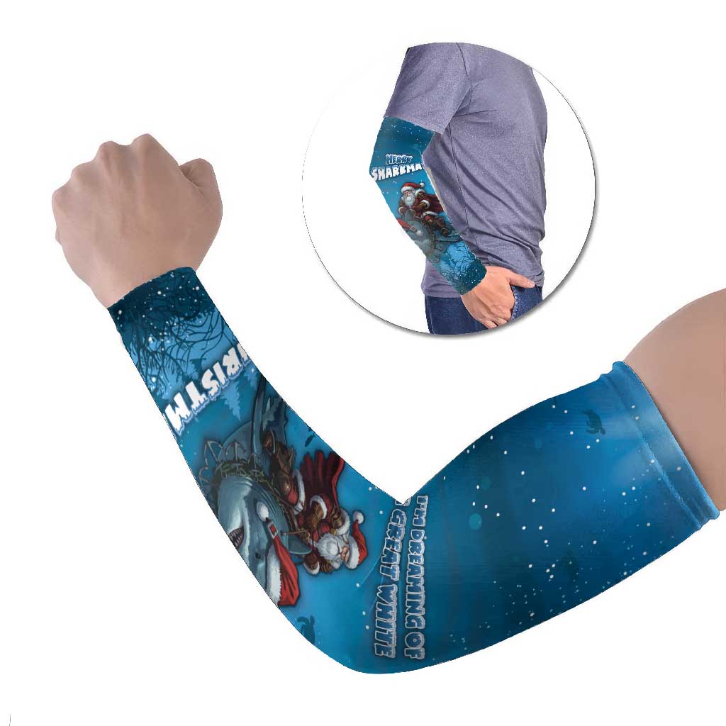 Merry Sharkmas Arm Sleeves I Am Dreaming Of A Great White Christmas - Wonder Print Shop