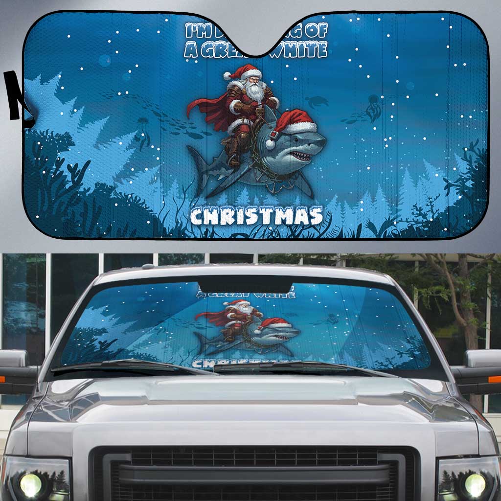Merry Sharkmas Auto Sun Shade I Am Dreaming Of A Great White Christmas - Wonder Print Shop