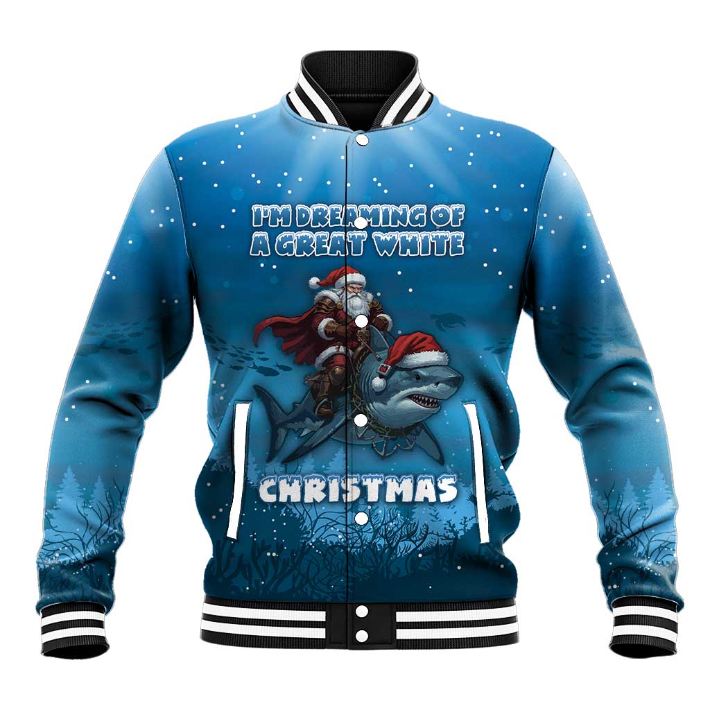 Merry Sharkmas Baseball Jacket I Am Dreaming Of A Great White Christmas - Wonder Print Shop