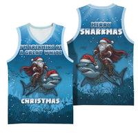 Merry Sharkmas Basketball Jersey I Am Dreaming Of A Great White Christmas - Wonder Print Shop