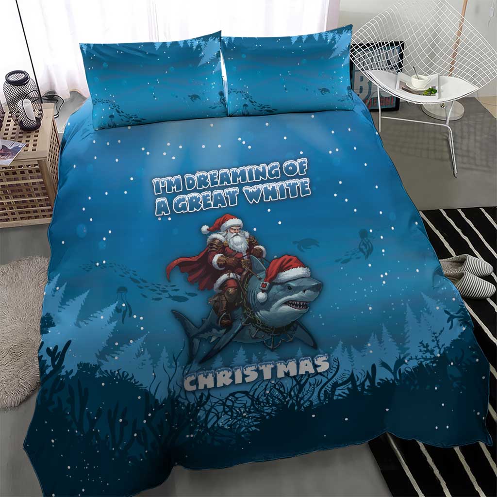Merry Sharkmas Bedding Set I Am Dreaming Of A Great White Christmas - Wonder Print Shop