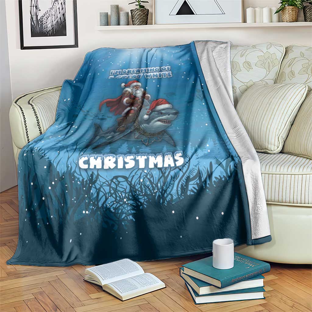Merry Sharkmas Blanket I Am Dreaming Of A Great White Christmas - Wonder Print Shop