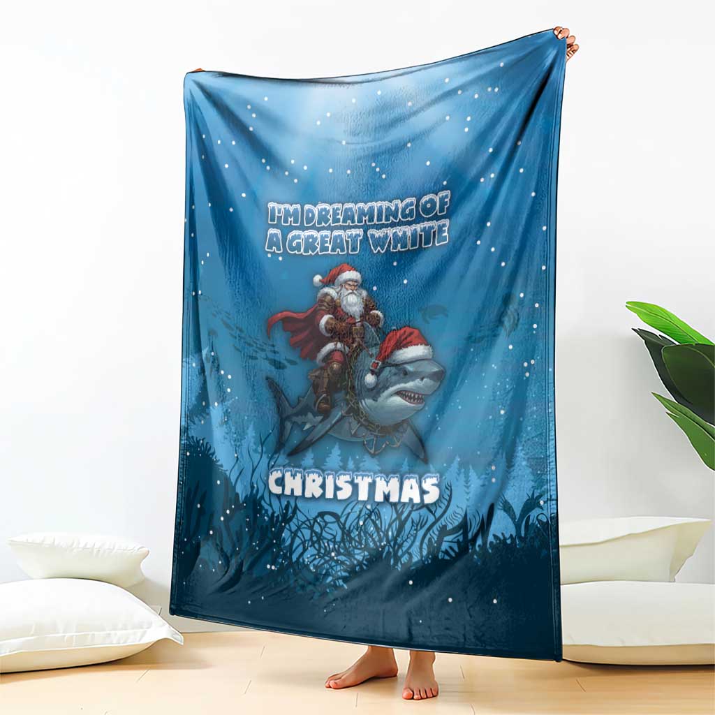 Merry Sharkmas Blanket I Am Dreaming Of A Great White Christmas - Wonder Print Shop