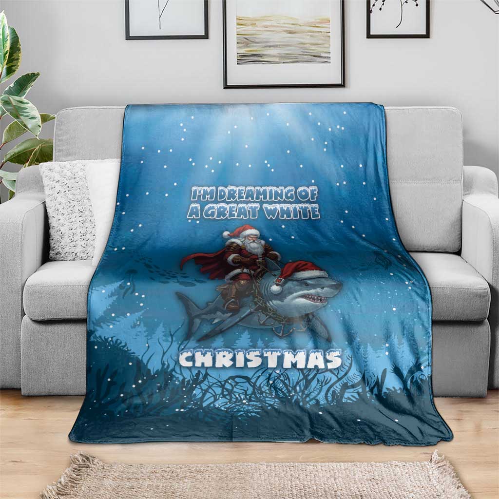 Merry Sharkmas Blanket I Am Dreaming Of A Great White Christmas - Wonder Print Shop