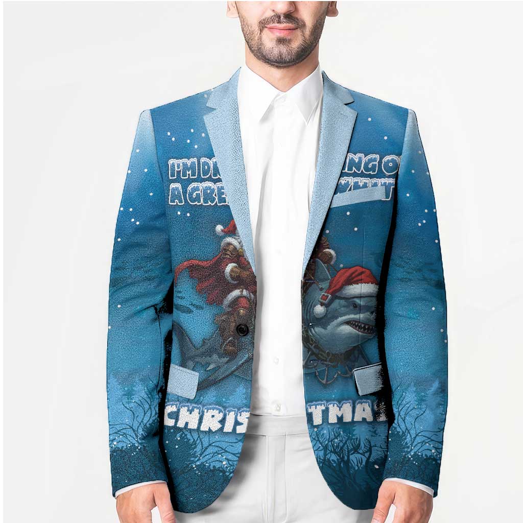 Merry Sharkmas Blazer I Am Dreaming Of A Great White Christmas - Wonder Print Shop