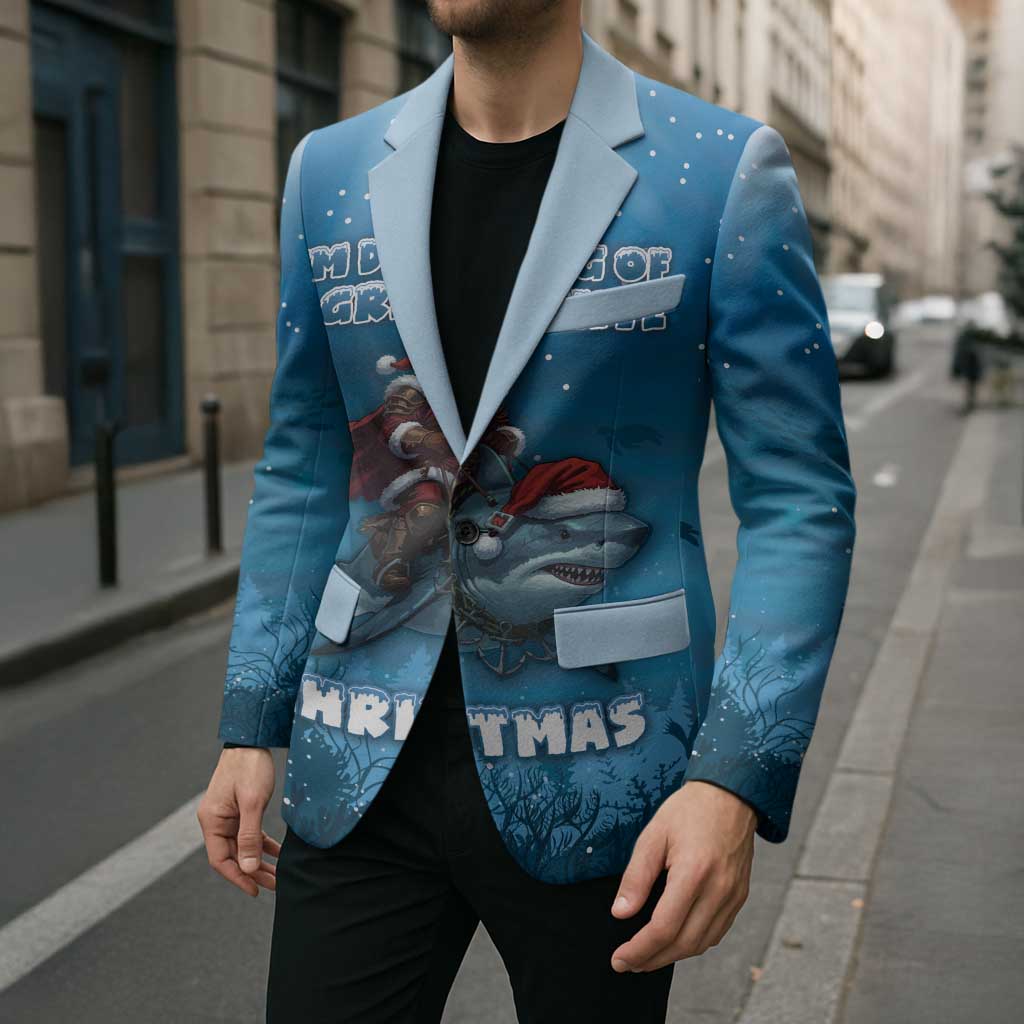 Merry Sharkmas Blazer I Am Dreaming Of A Great White Christmas - Wonder Print Shop