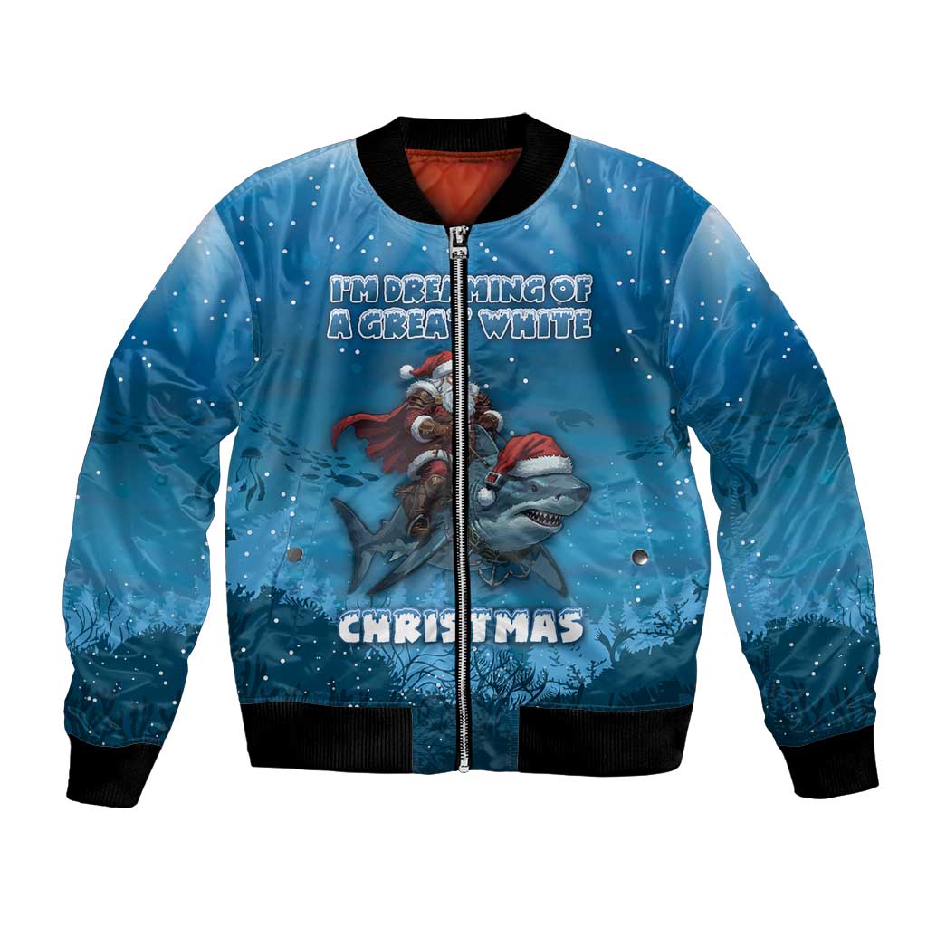 Merry Sharkmas Bomber Jacket I Am Dreaming Of A Great White Christmas - Wonder Print Shop