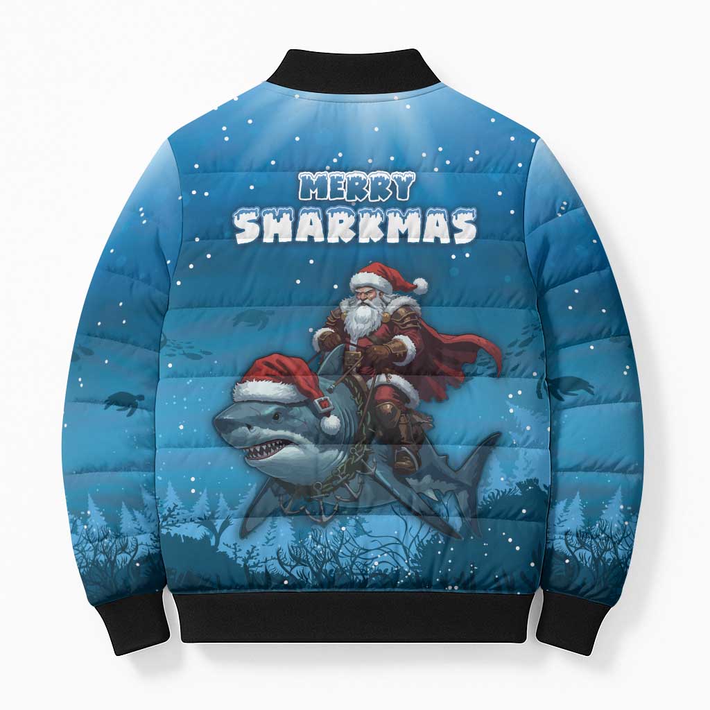Merry Sharkmas Bomber Puffer Jacket I Am Dreaming Of A Great White Christmas - Wonder Print Shop