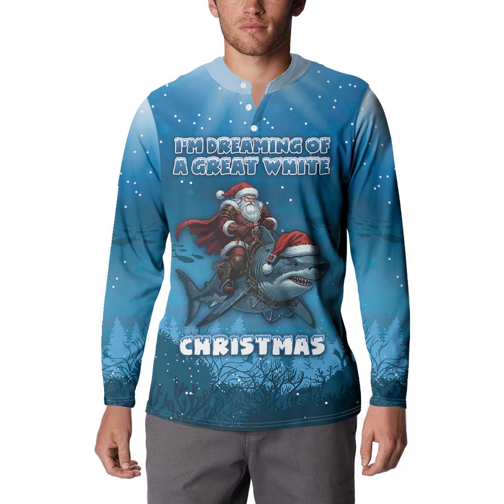 Merry Sharkmas Button Sweatshirt I Am Dreaming Of A Great White Christmas - Wonder Print Shop