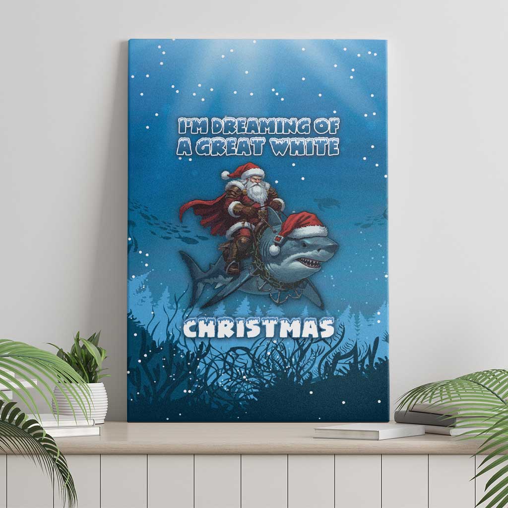 Merry Sharkmas Canvas Wall Art I Am Dreaming Of A Great White Christmas - Wonder Print Shop