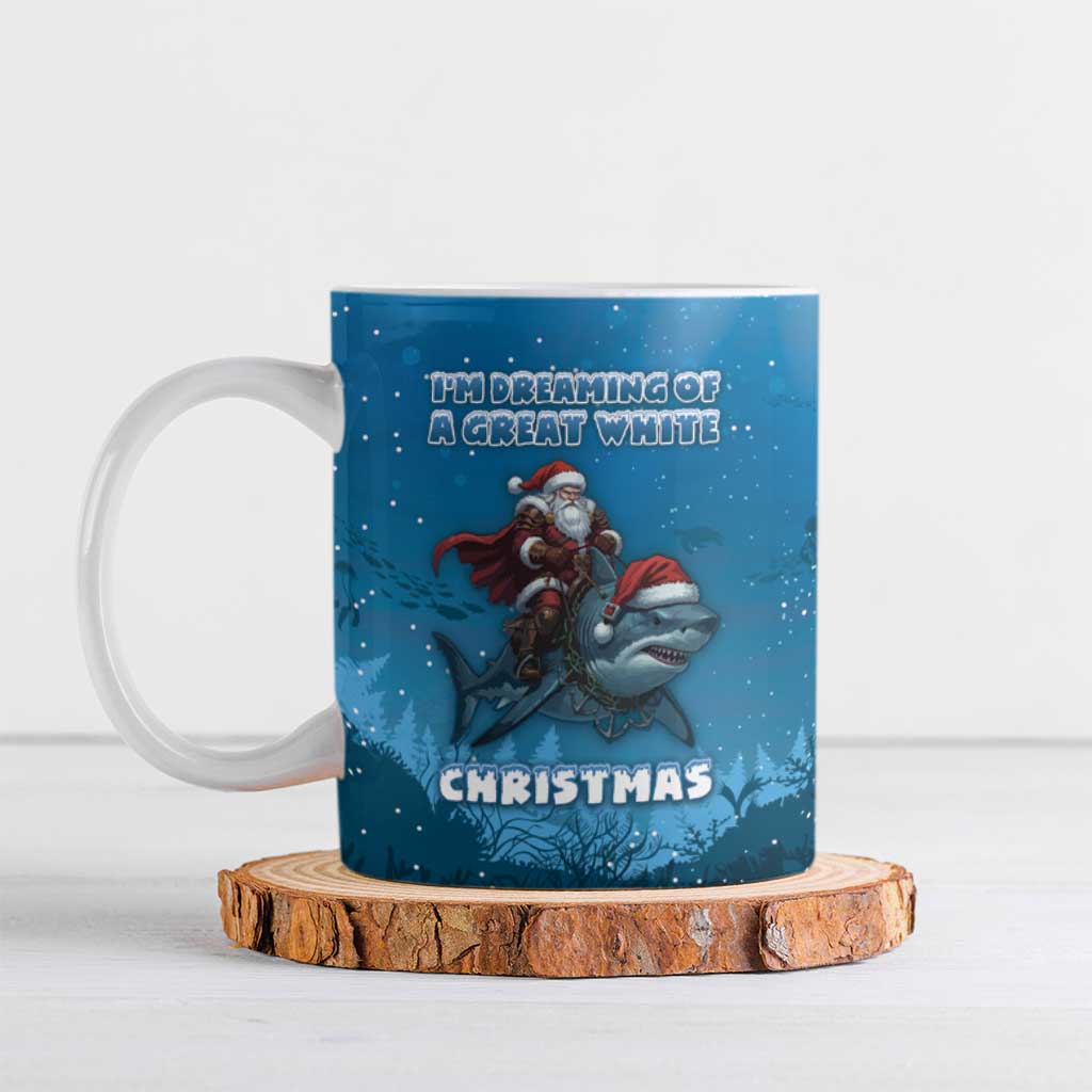 Merry Sharkmas Ceramic Mug I Am Dreaming Of A Great White Christmas - Wonder Print Shop