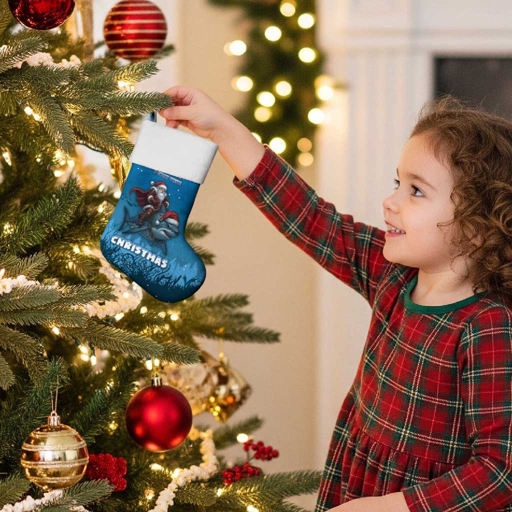 Merry Sharkmas Christmas Stocking I Am Dreaming Of A Great White Christmas - Wonder Print Shop