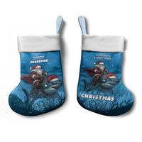 Merry Sharkmas Christmas Stocking I Am Dreaming Of A Great White Christmas - Wonder Print Shop