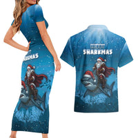 Merry Sharkmas Couples Matching Short Sleeve Bodycon Dress and Hawaiian Shirt I Am Dreaming Of A Great White Christmas - Wonder Print Shop