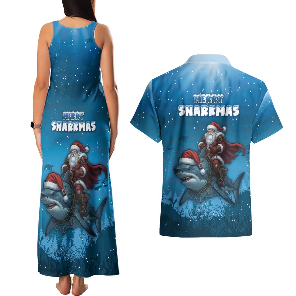 Merry Sharkmas Couples Matching Tank Maxi Dress and Hawaiian Shirt I Am Dreaming Of A Great White Christmas - Wonder Print Shop