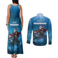 Merry Sharkmas Couples Matching Tank Maxi Dress and Long Sleeve Button Shirt I Am Dreaming Of A Great White Christmas - Wonder Print Shop