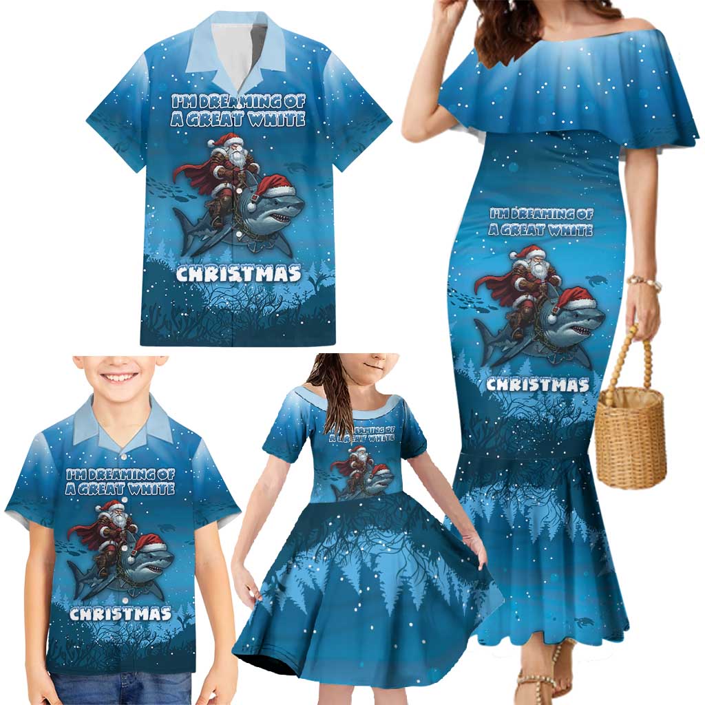 Merry Sharkmas Family Matching Mermaid Dress and Hawaiian Shirt I Am Dreaming Of A Great White Christmas - Wonder Print Shop