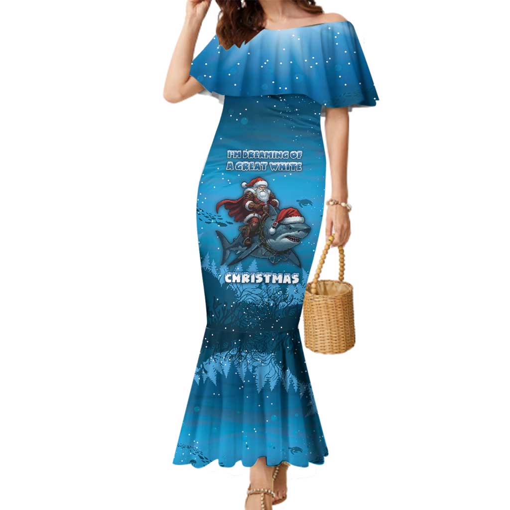 Merry Sharkmas Family Matching Mermaid Dress and Hawaiian Shirt I Am Dreaming Of A Great White Christmas - Wonder Print Shop