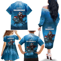 Merry Sharkmas Family Matching Off The Shoulder Long Sleeve Dress and Hawaiian Shirt I Am Dreaming Of A Great White Christmas - Wonder Print Shop