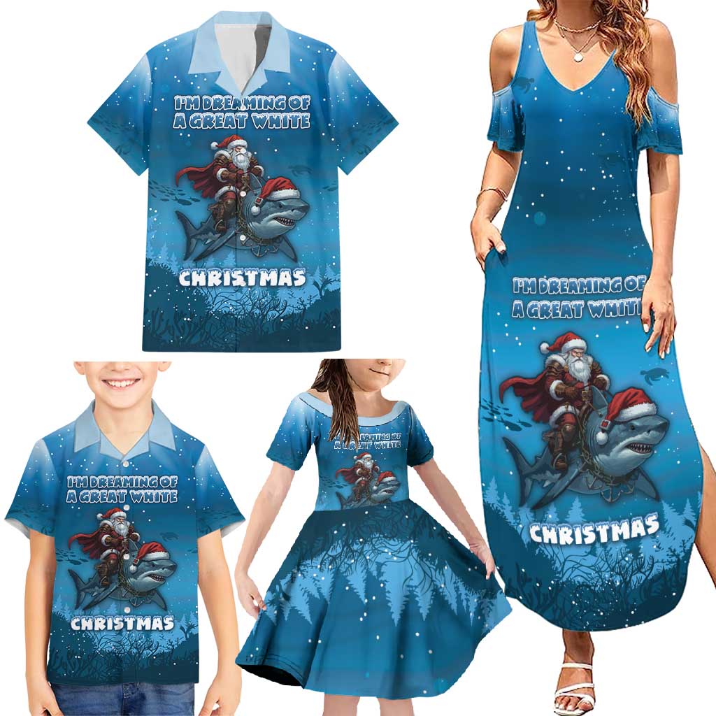Merry Sharkmas Family Matching Summer Maxi Dress and Hawaiian Shirt I Am Dreaming Of A Great White Christmas - Wonder Print Shop