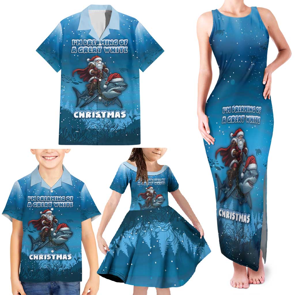 Merry Sharkmas Family Matching Tank Maxi Dress and Hawaiian Shirt I Am Dreaming Of A Great White Christmas - Wonder Print Shop