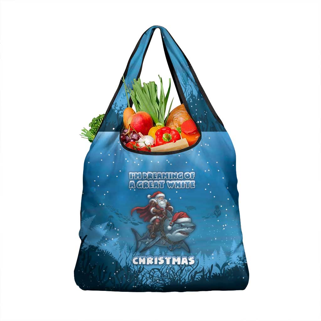 Merry Sharkmas Grocery Bag I Am Dreaming Of A Great White Christmas - Wonder Print Shop