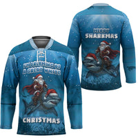 Merry Sharkmas Hockey Jersey I Am Dreaming Of A Great White Christmas - Wonder Print Shop